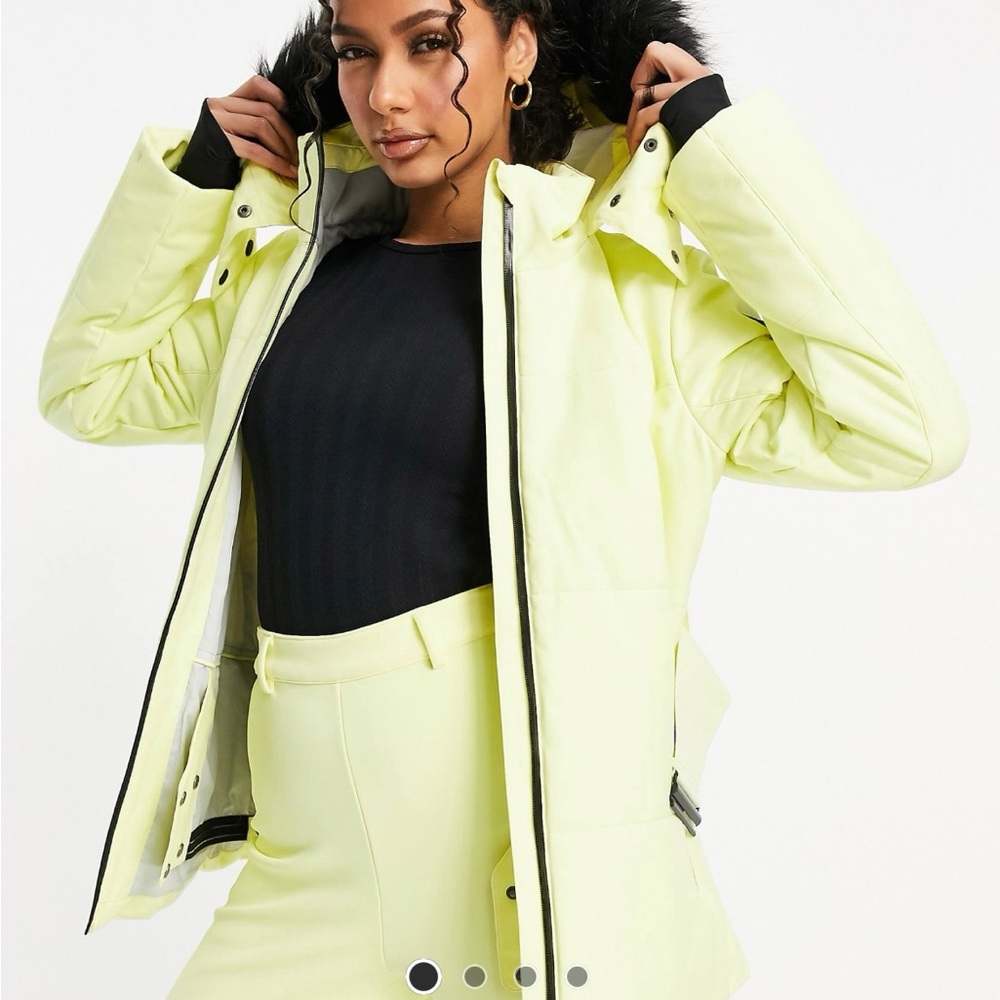 ASOS 4505 Belted Ski Jacket with Faux Fur Trim Hood